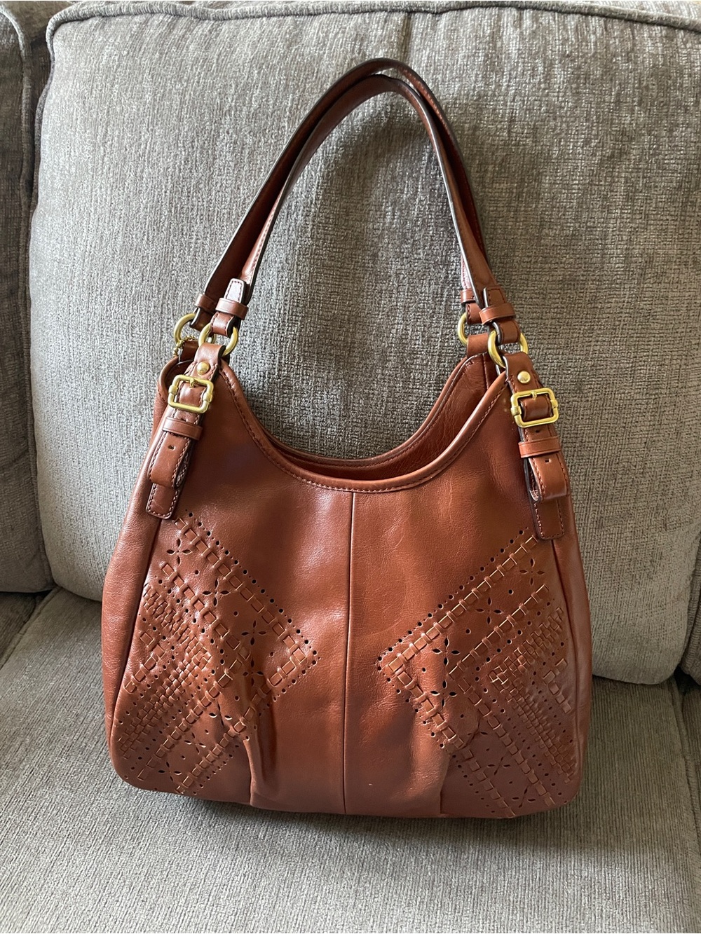 Coach Brown Leather Madison Shoulder Bag w/ purple lining (excellent condition) - Picture 3 of 6